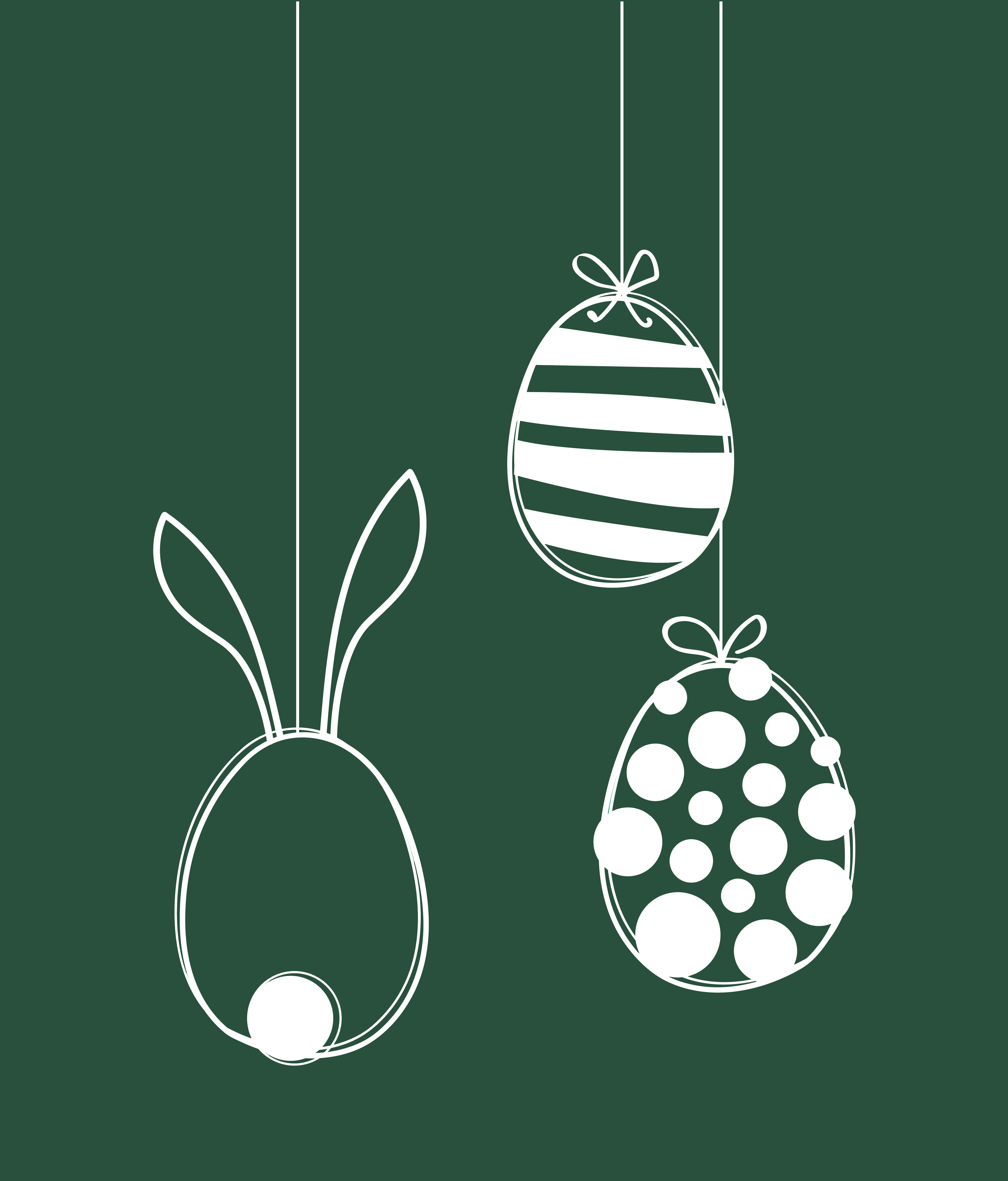Tegning av påskeegg som henger på en snor