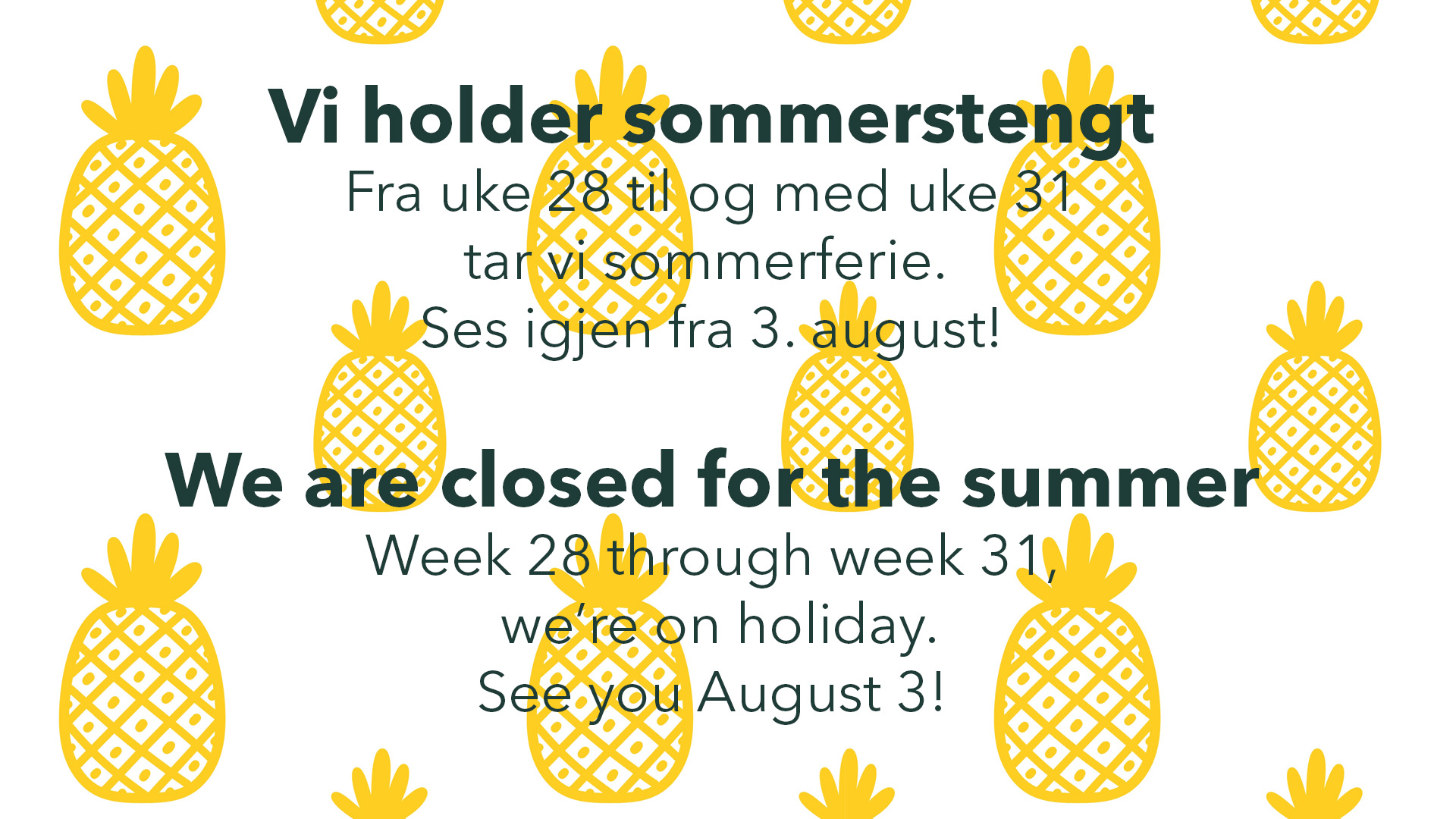 Tegnede, gule ananaser på hvit bakgrunn